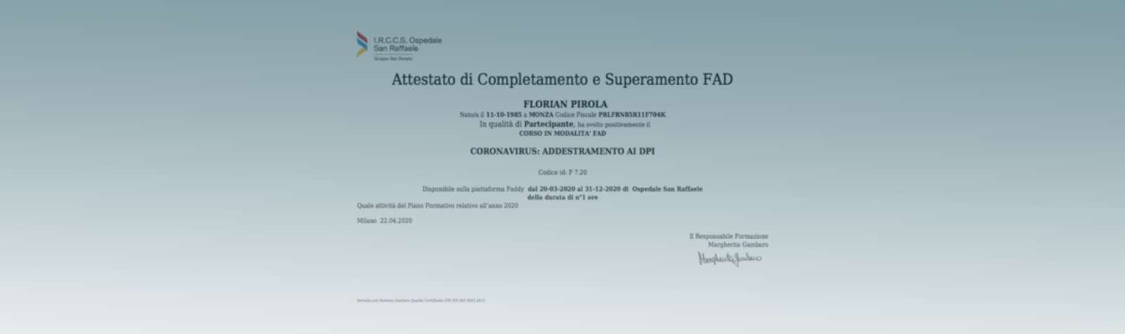 Corso FAD: CoronaVirus addestramento ai DPI